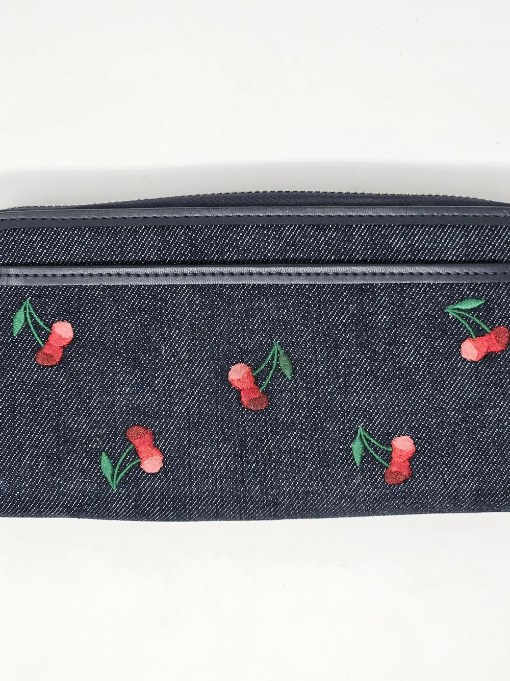 Kate Spade Denim Cherry Zip Wallet - Navy